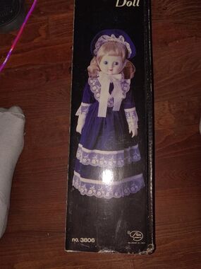 Vintage Porcelain Doll "no. 3806" with Blue Dress and Lace
